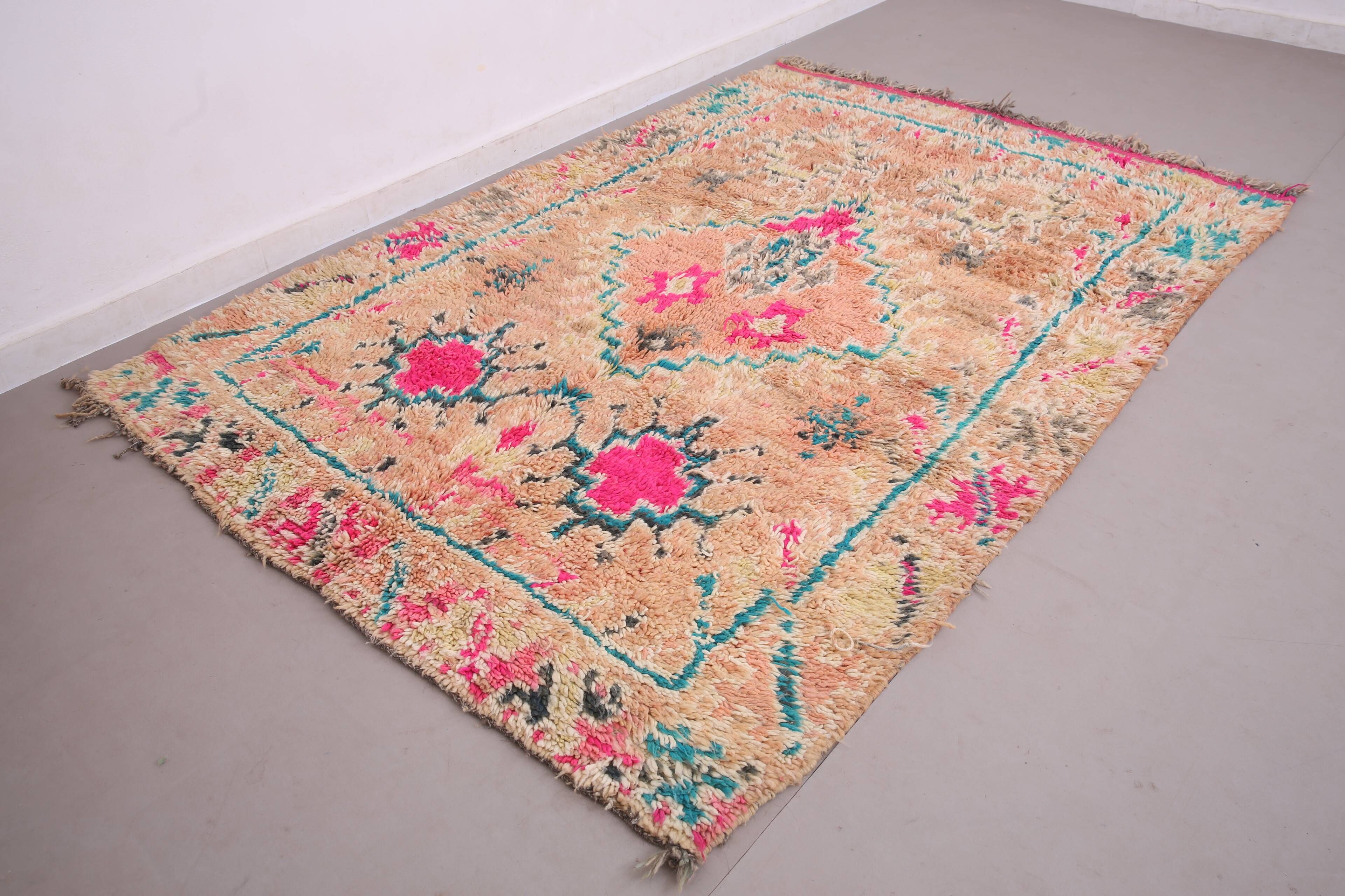 Tapis marocain vintage en laine colorée