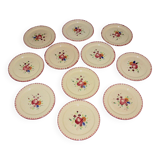 Eleven vintage plates in fine earthenware from Longchamp, Padua model.