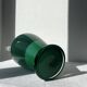 Green glass vase with a blown glass handle, Art Deco.