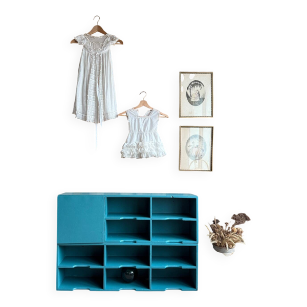 Grand trieur de courrier vintage en bois (rénové)