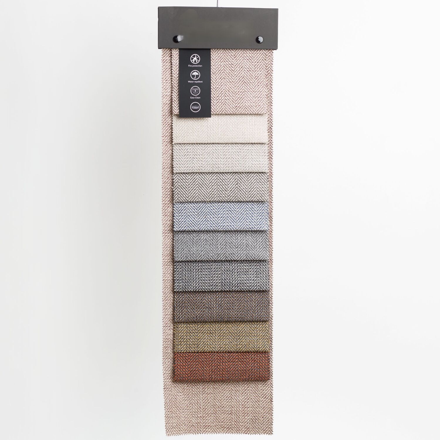 Set of 4 Modern Beech Wood Dining Chair, Herringbone terracota fabric