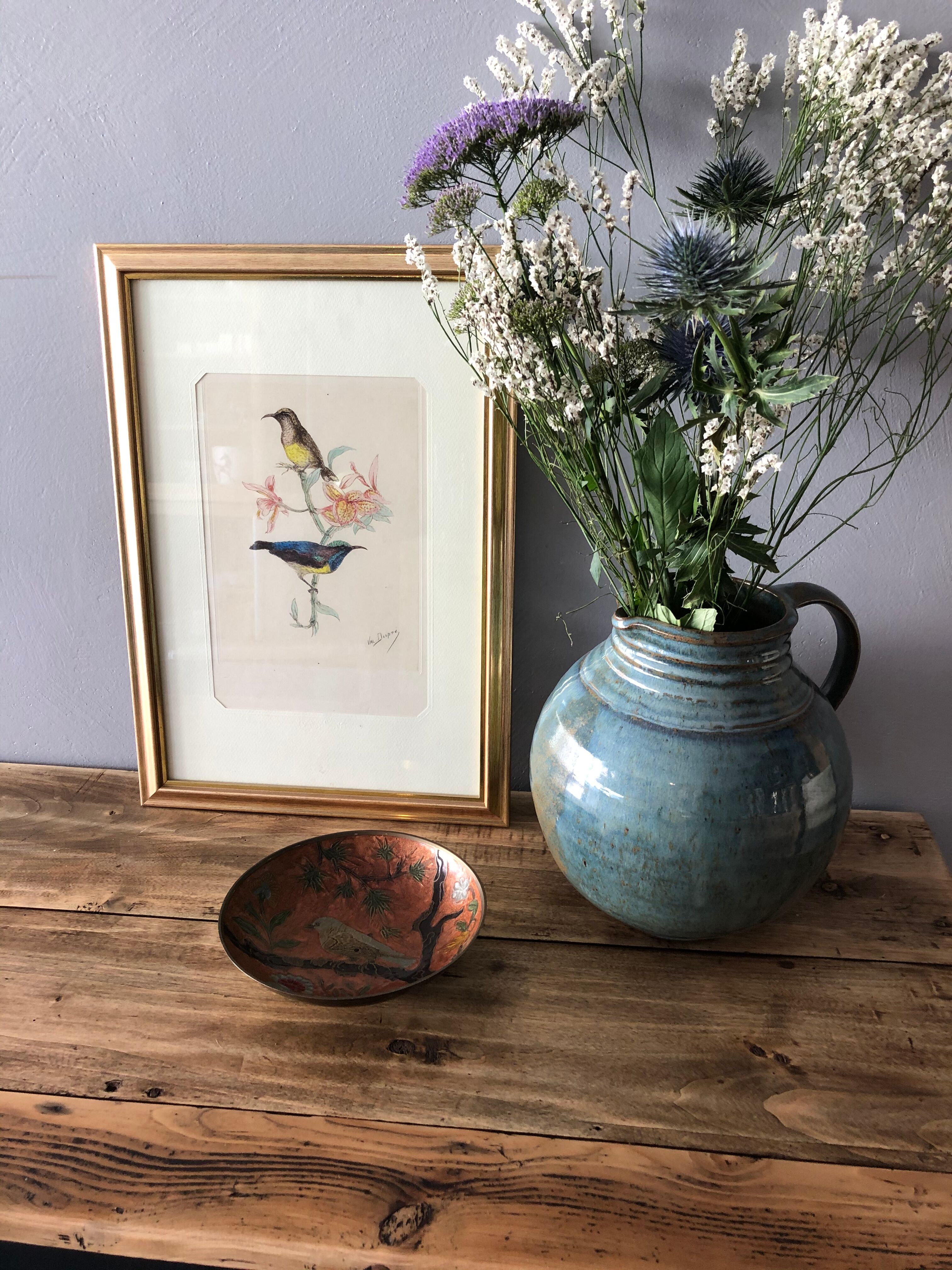 Brass catchall, bird decoration