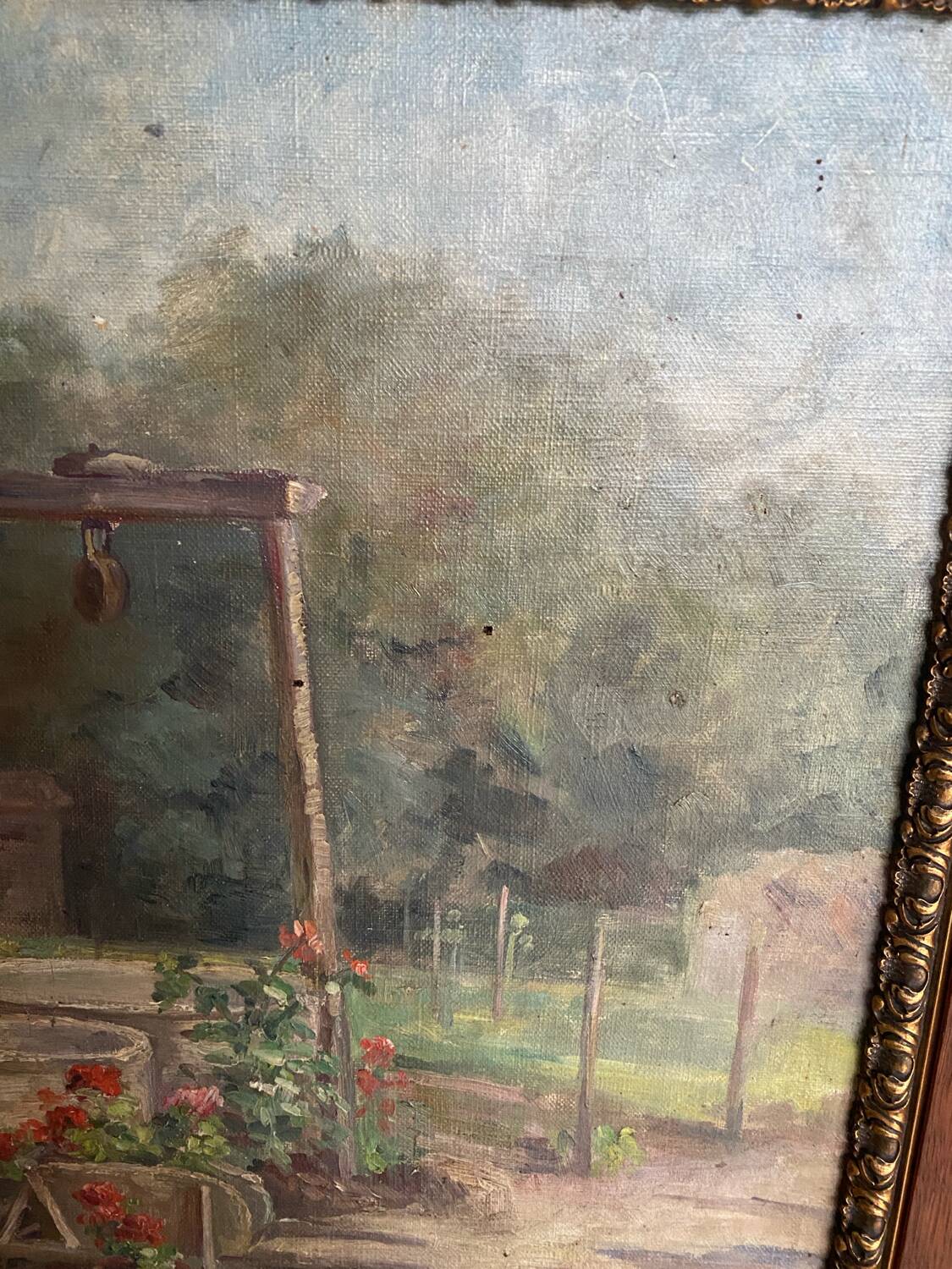 Oil on canvas signed old “Jardin”