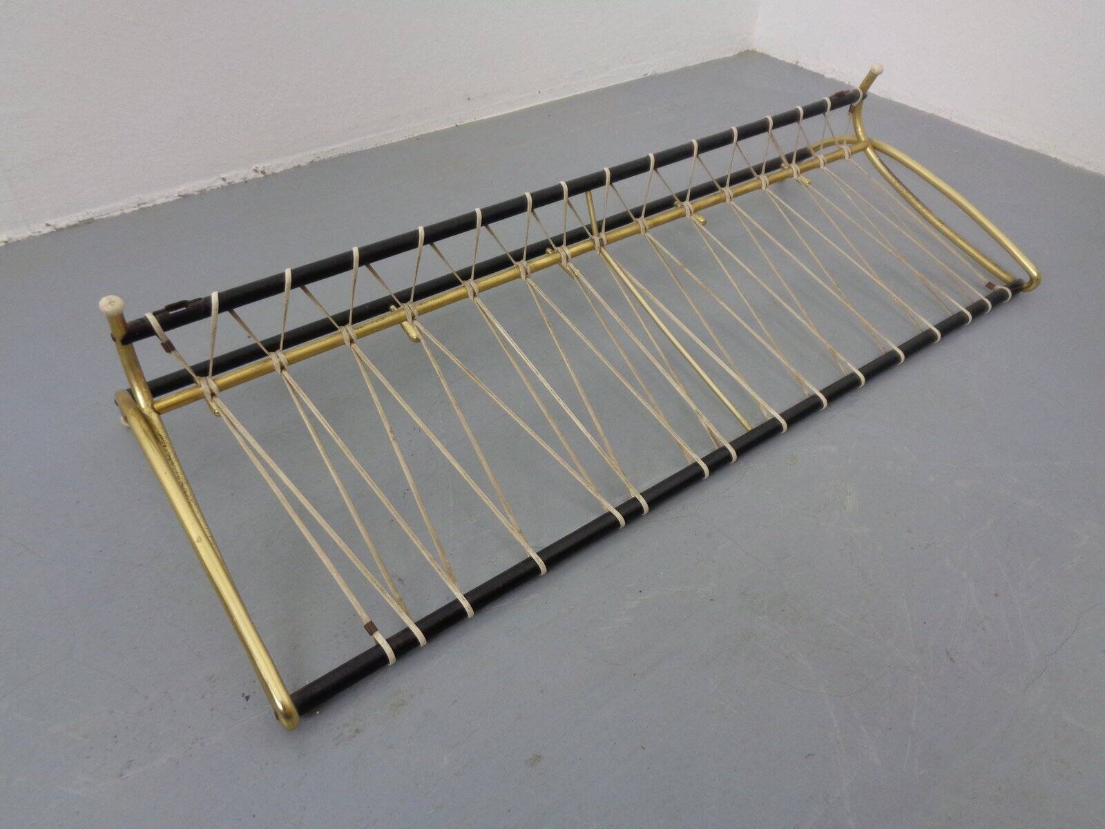 Vintage German wall coat rack with hat rack, 1950s