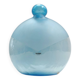 Bouteille ronde en verre de Murano cyan par Alfredo Barbini, Italie, années 1980