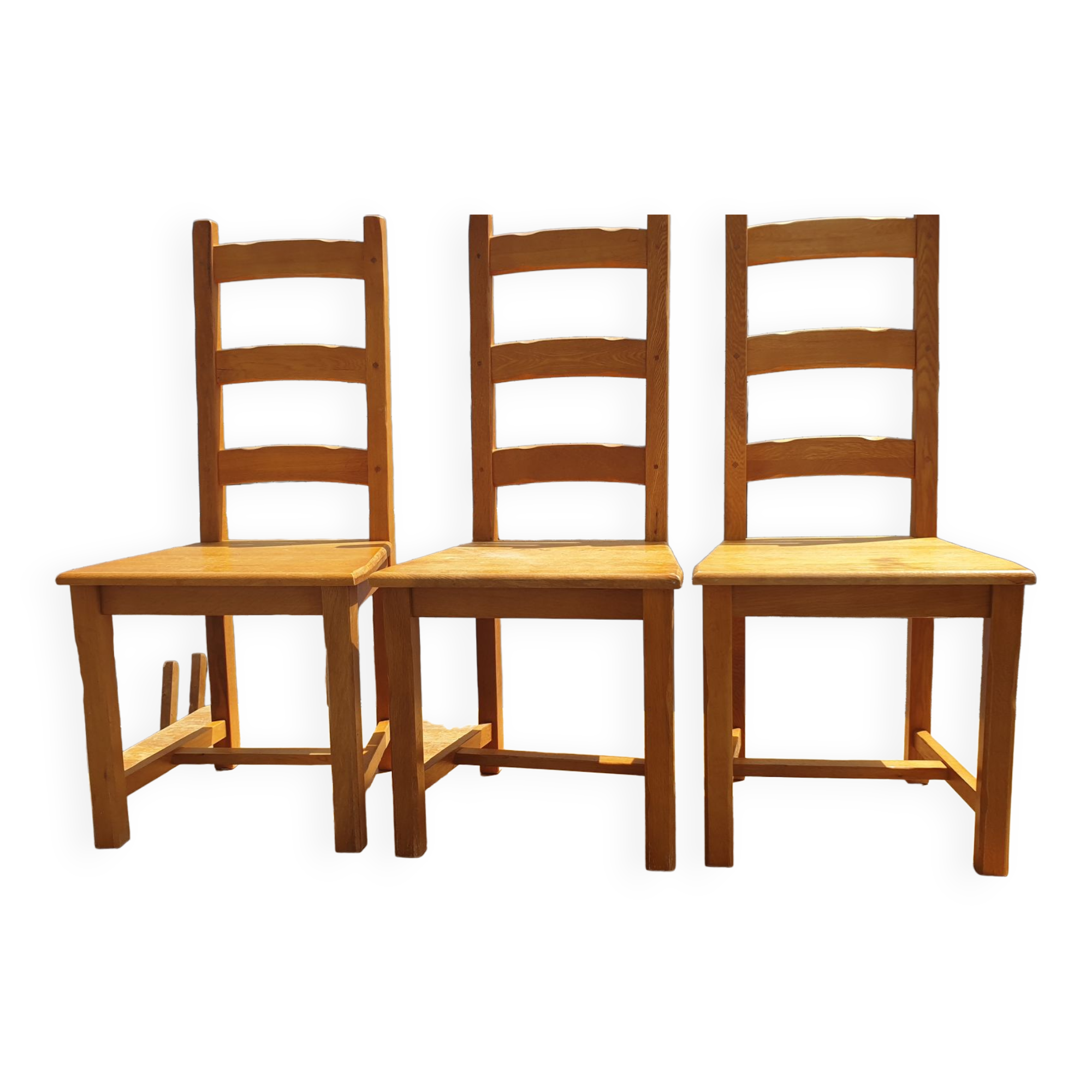3 solid oak chairs