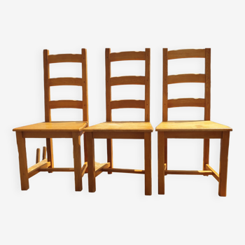 3 solid oak chairs