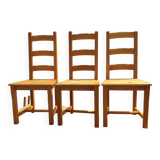 3 solid oak chairs