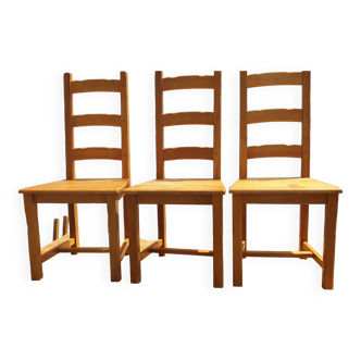 3 solid oak chairs