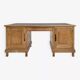 Bureau double face en chêne et cuir