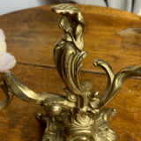 Two-arm chandelier, rocaille style, in bronze