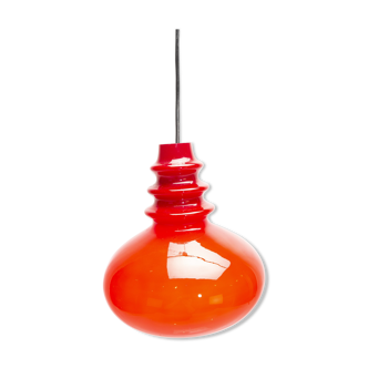 Red glass pendant lamp for Peil & Putzler