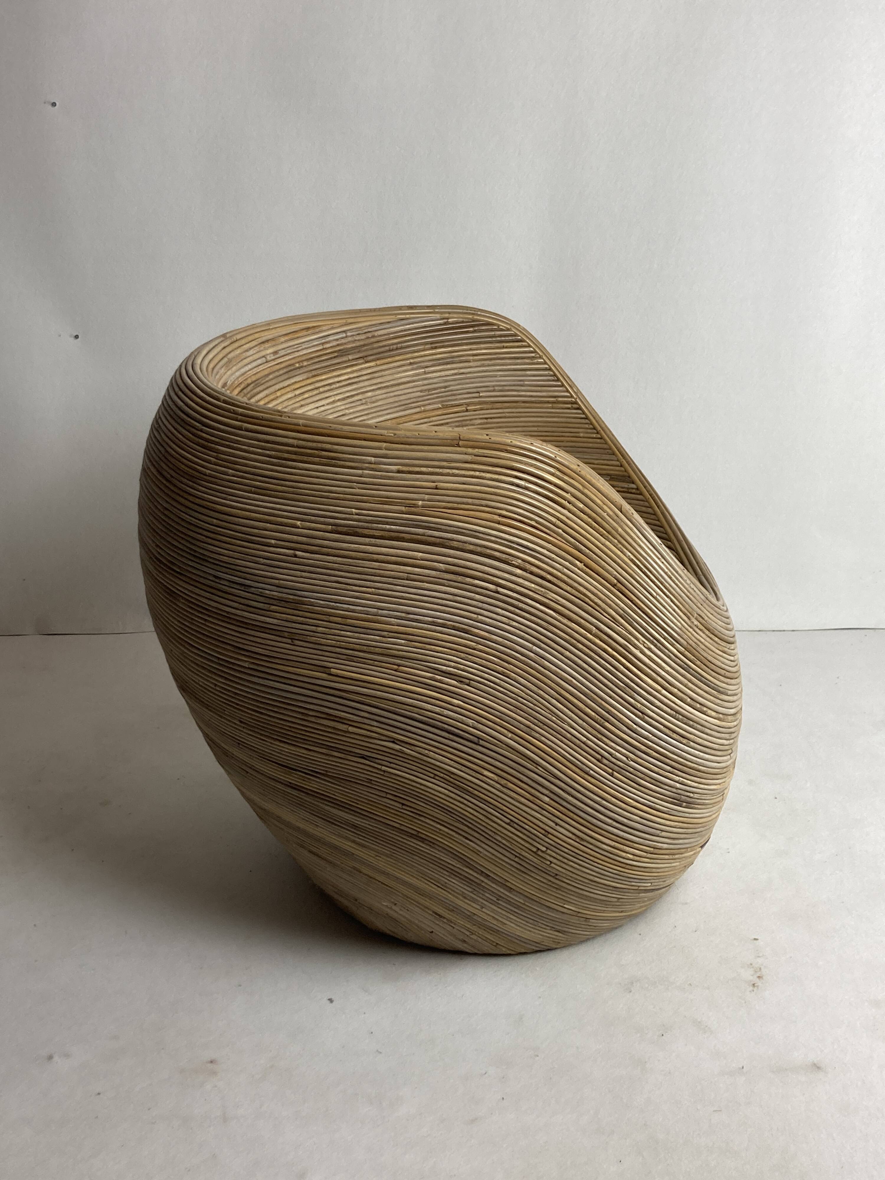 Pencil reed rattan bamboo egg pod chair