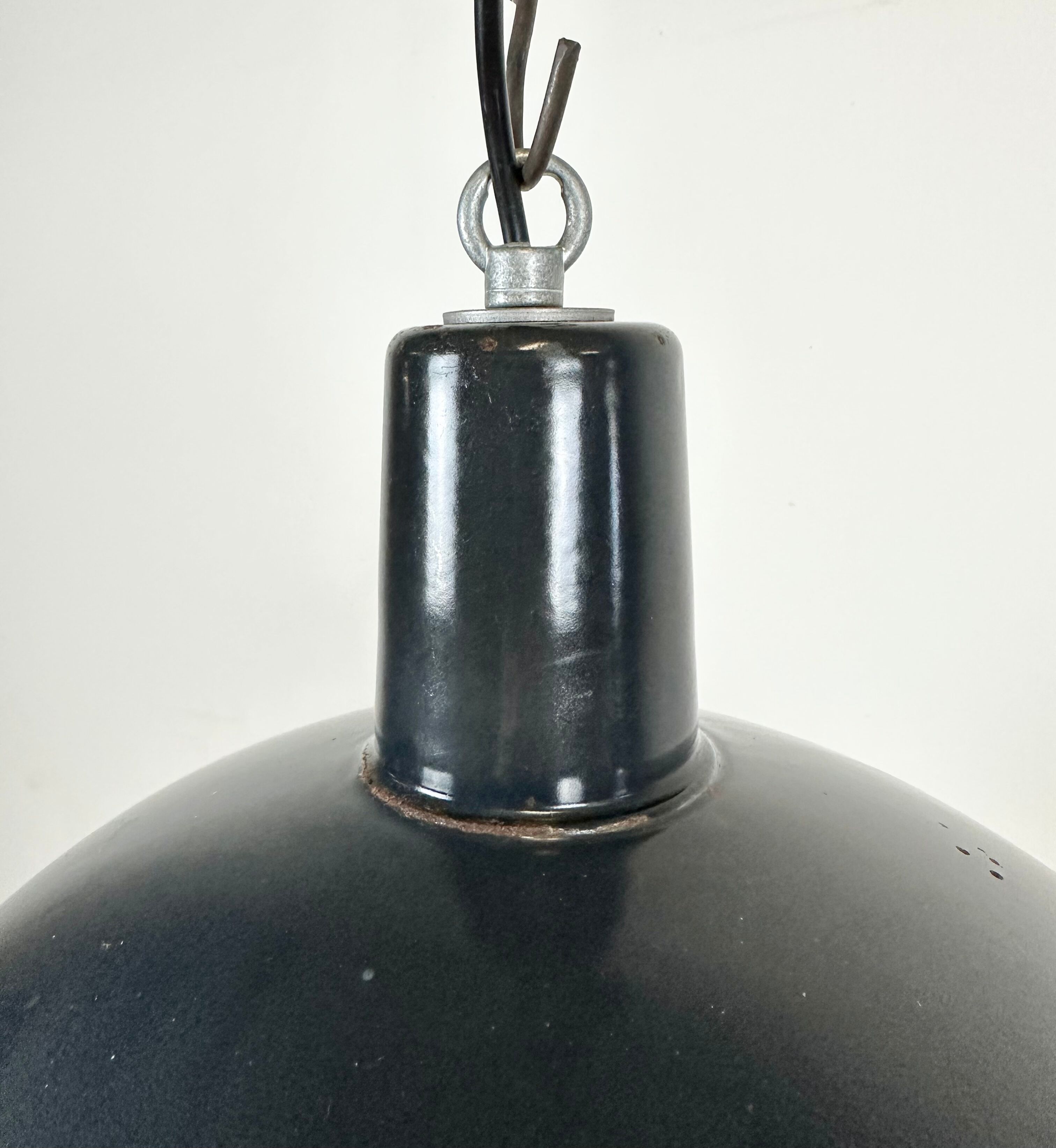 Industrial dark blue enamel pendant lamp from emax, 1960s