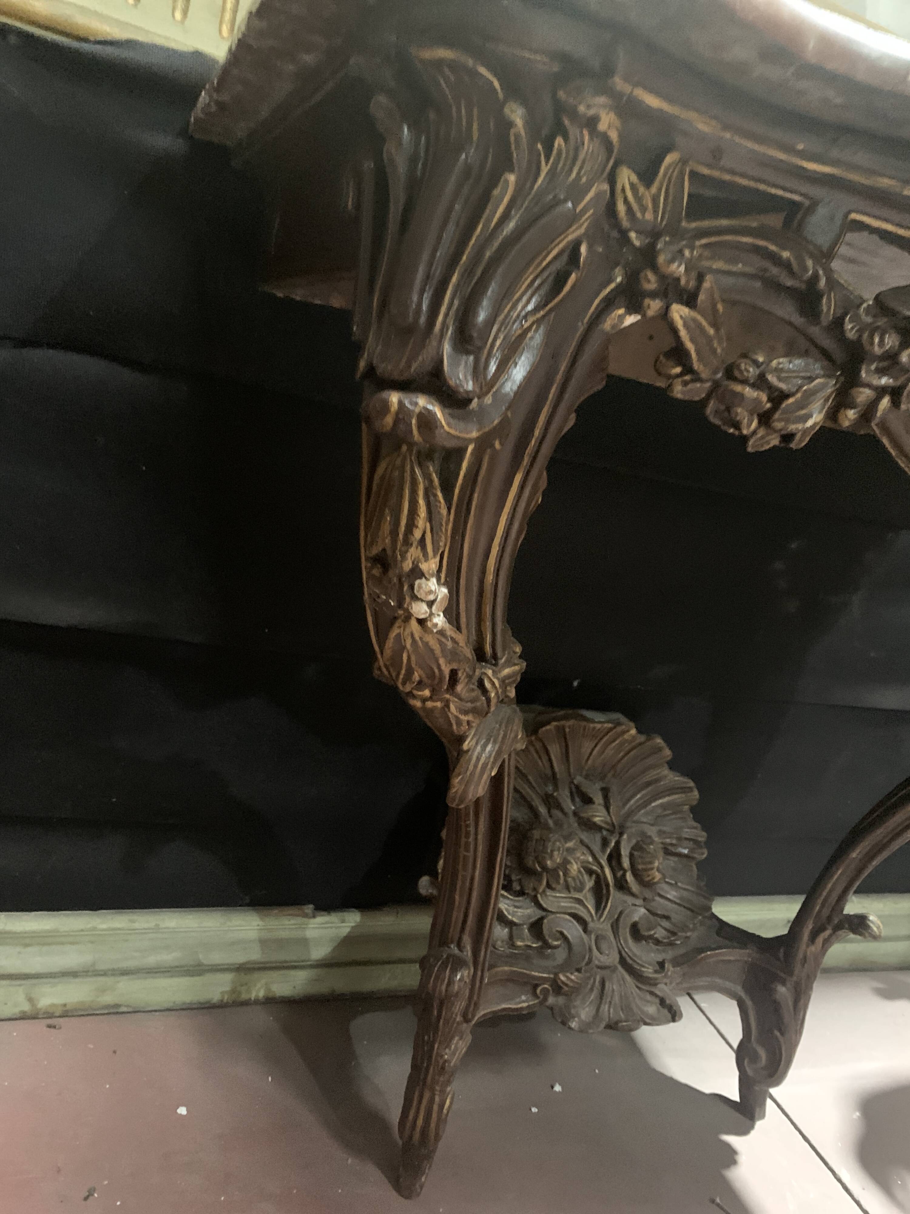 Louis XV console in carved and patinated wood, 18th century period