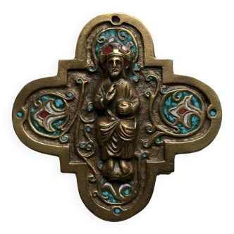 Christ en majesté - plaque en bronze