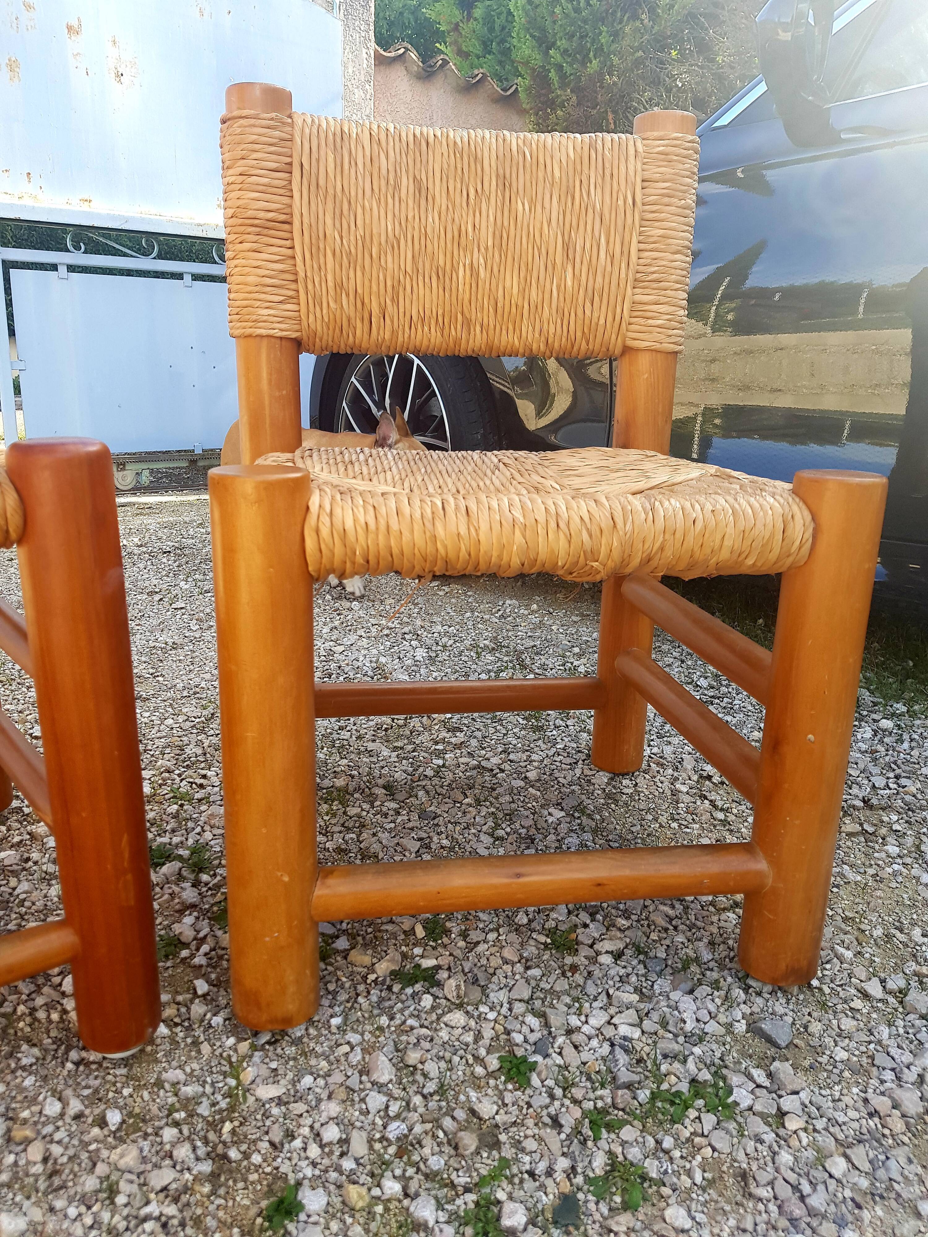 set of 4 mulched pine chairs