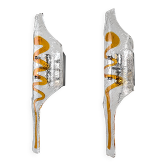 Pair of Murano Glass Sconces XXL Att. Toni Zuccheri for Mazzega 1970s