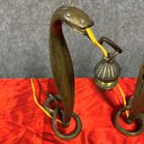 Paire de lampes cobra en bronze doré