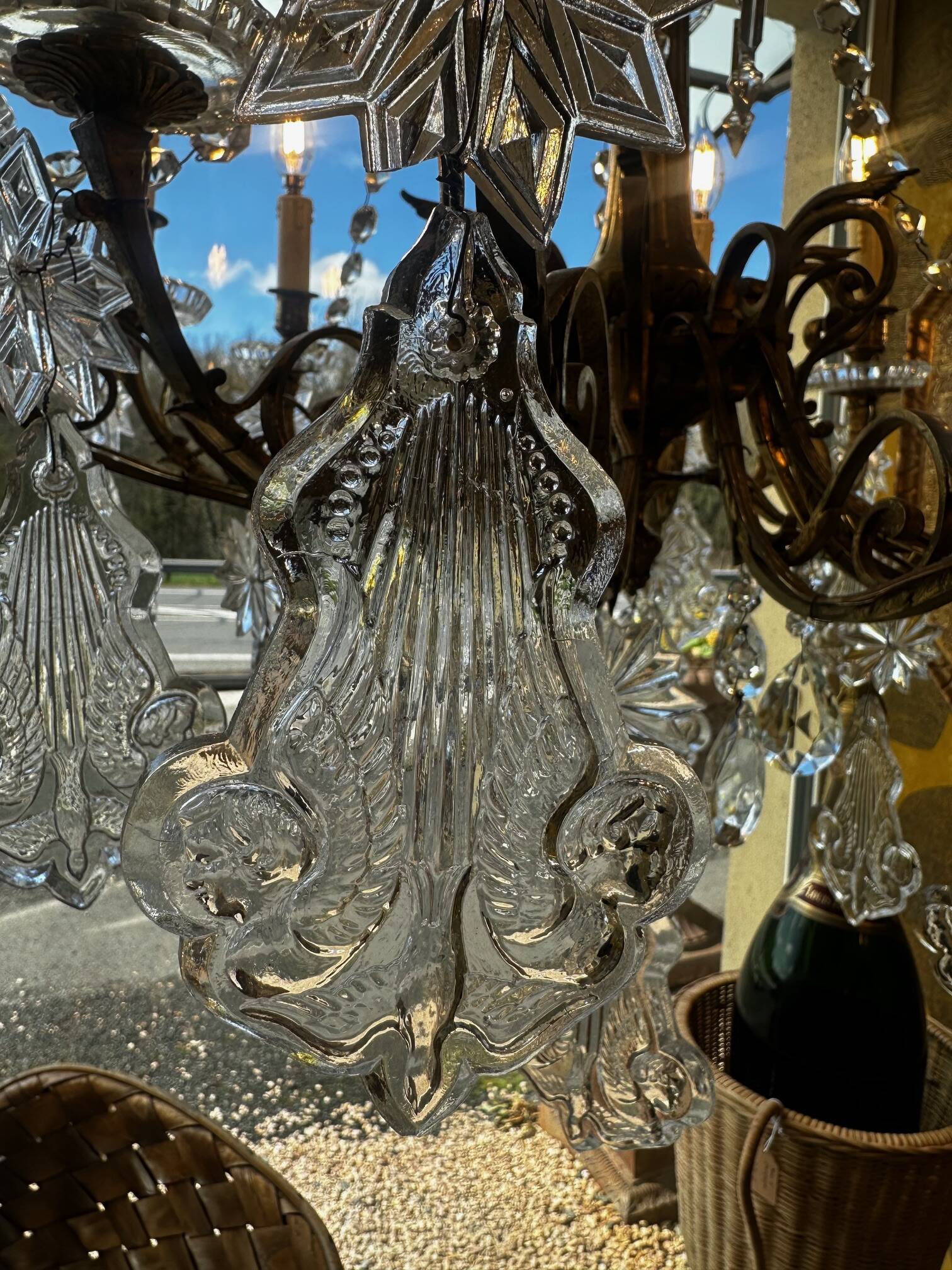 Crystal and bronze chandelier