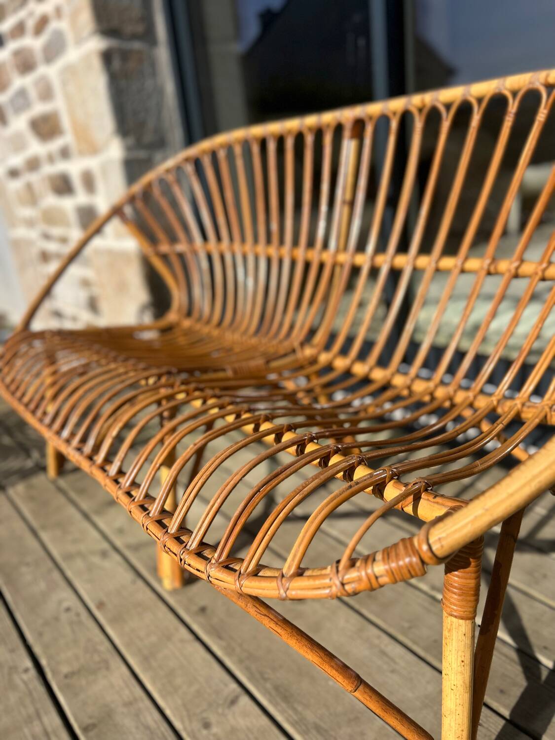 Rattan bench from the 60s