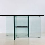 Table basse carrée en verre cristal, Italie années 70