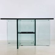 Square crystal glass coffee table, Italy 1970s