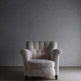 White faux shearling lounge chair | Sweden | 1940s