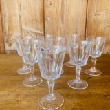 Set of 8 small glasses on foot in transparent glass