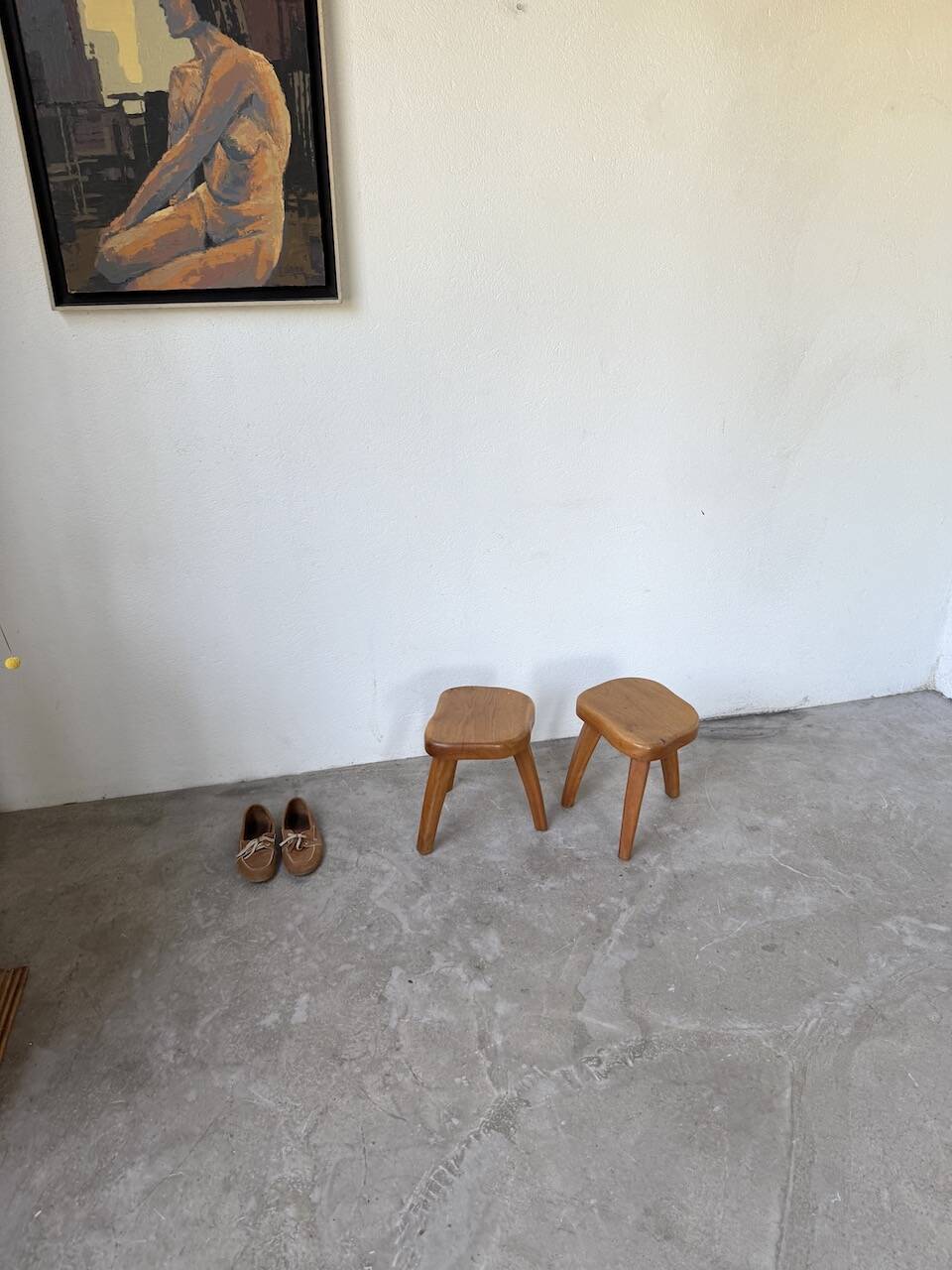 Pair of Henri Bataille oak stools