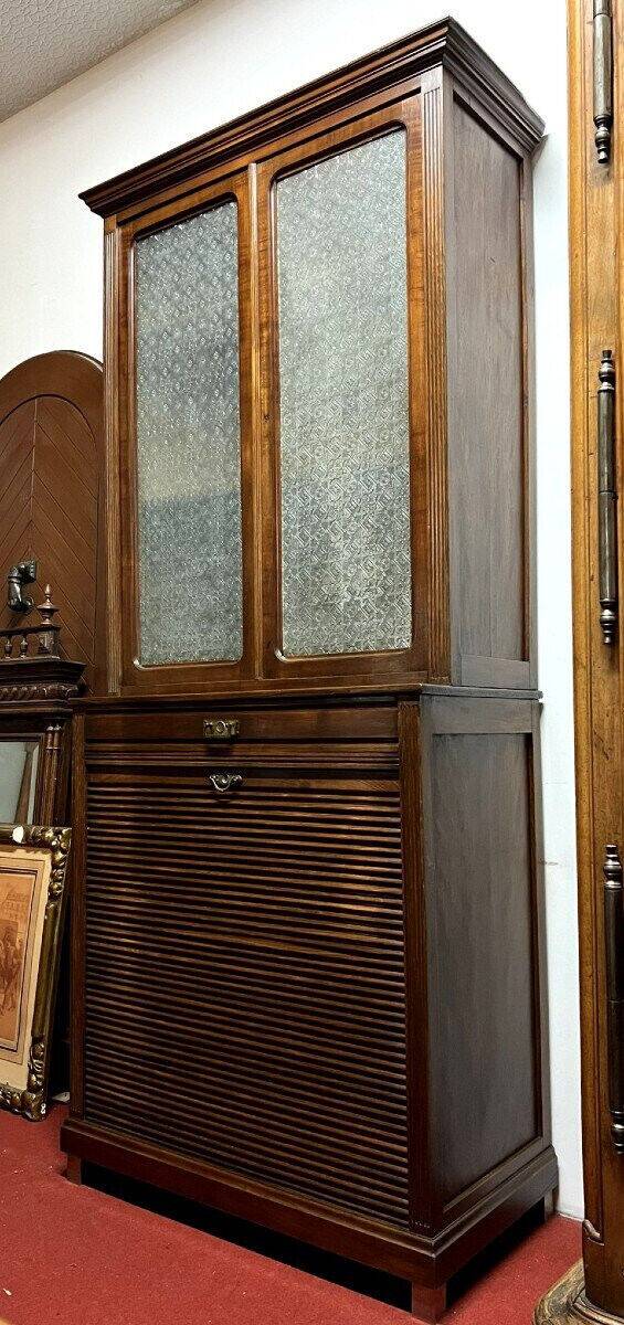 Professional furniture: bookcase with solid wood blind filing cabinet circa 1880
