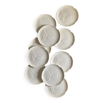 Set of 10 vintage flat plates in the shape of Salins fish