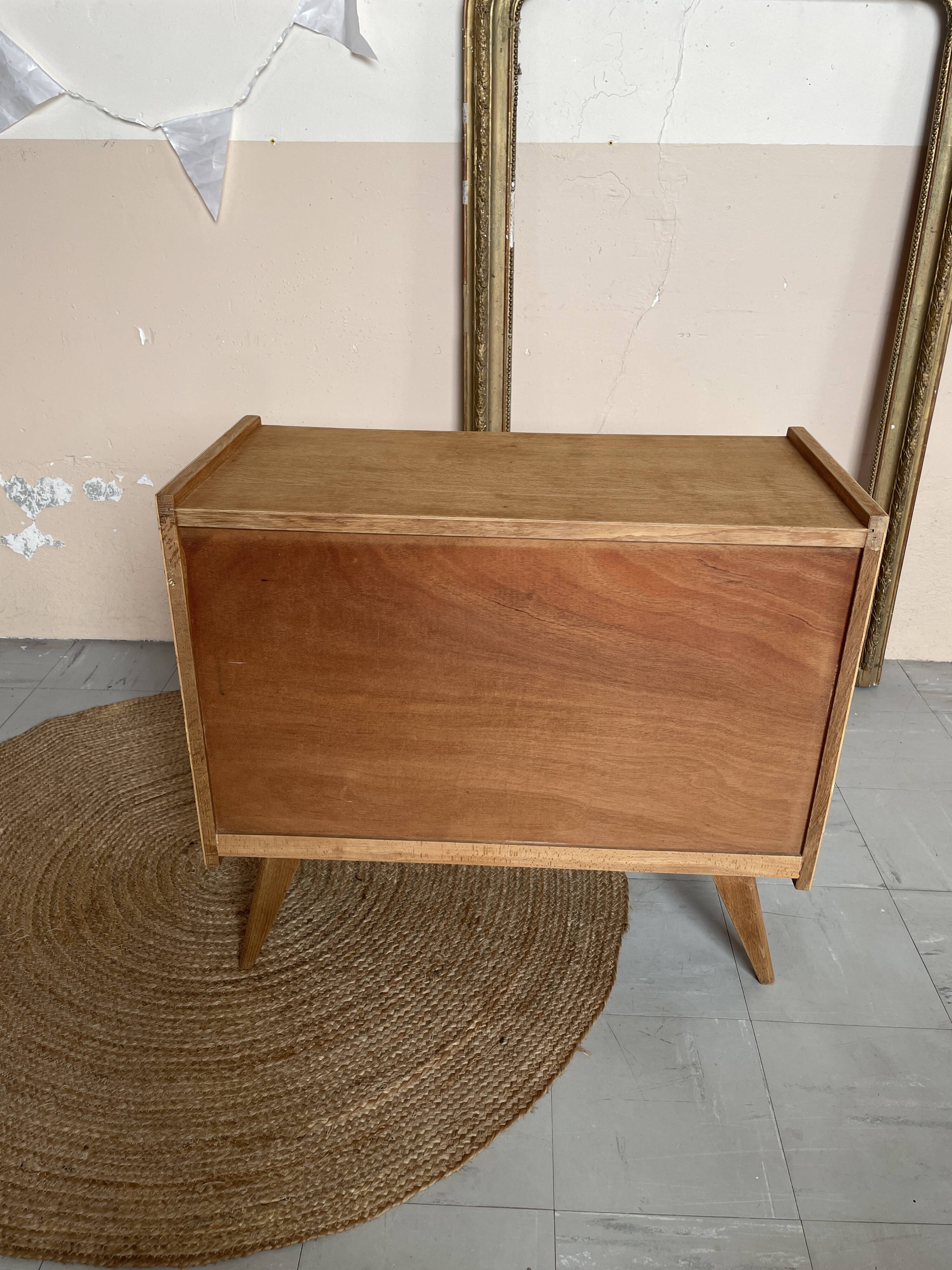 Commode Vintage Bois et Rotin