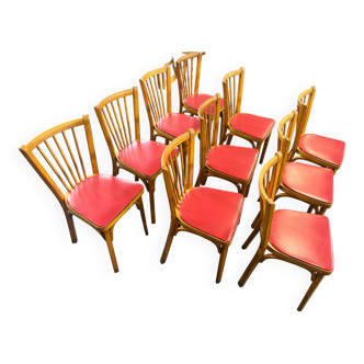 Suite of 10 Baumann N12 bistro chairs