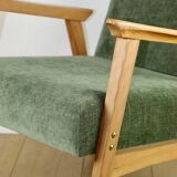 Classic armchair green olive structural light wood