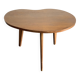 Vintage 1960s low tripod bean-shaped wooden side table - 48 x 66 cm
