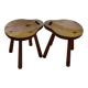 Pair of vintage 1960s solid pine ovoid Scandinavian stools
