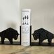 Pair of brutalist buffalo / bison bookends, black metal, mid-century