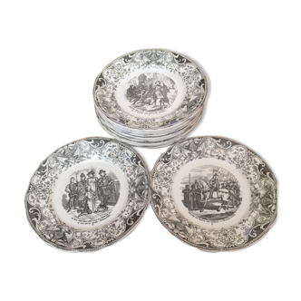 Lot 11 assiettes à dessert Creil et Montereau histoire de Jeanne d'Arc