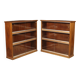 Pair of Italian bookcases in walnut wood with glass doors