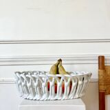 Woven white ceramic plate