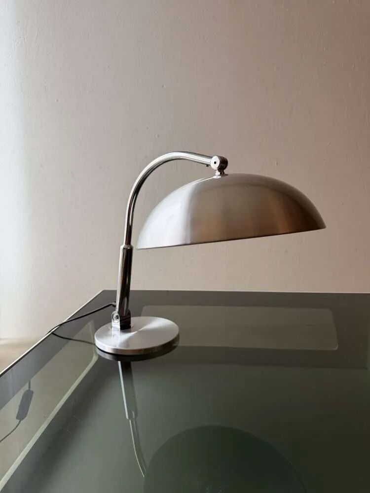 Hala desk lamp model 144 Busquet silver grey 1950s