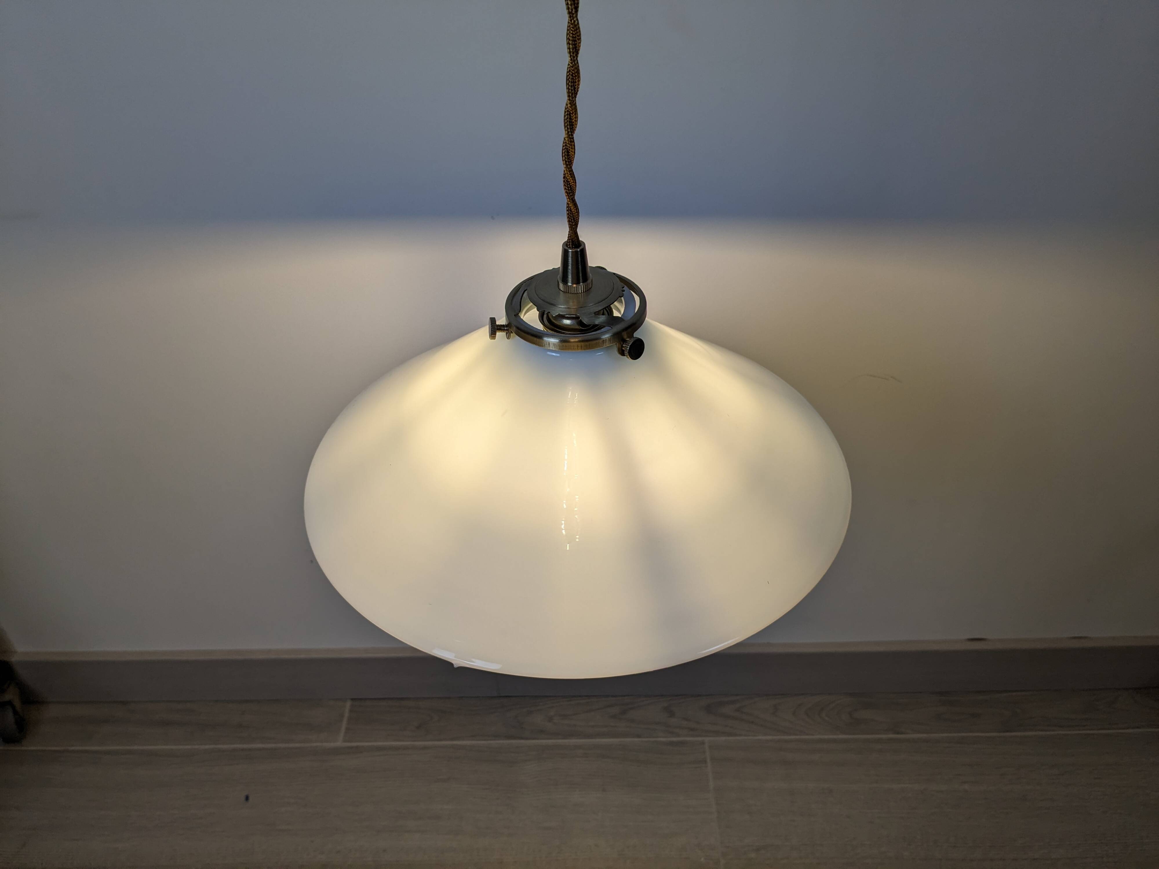 Vintage white opaline pendant light