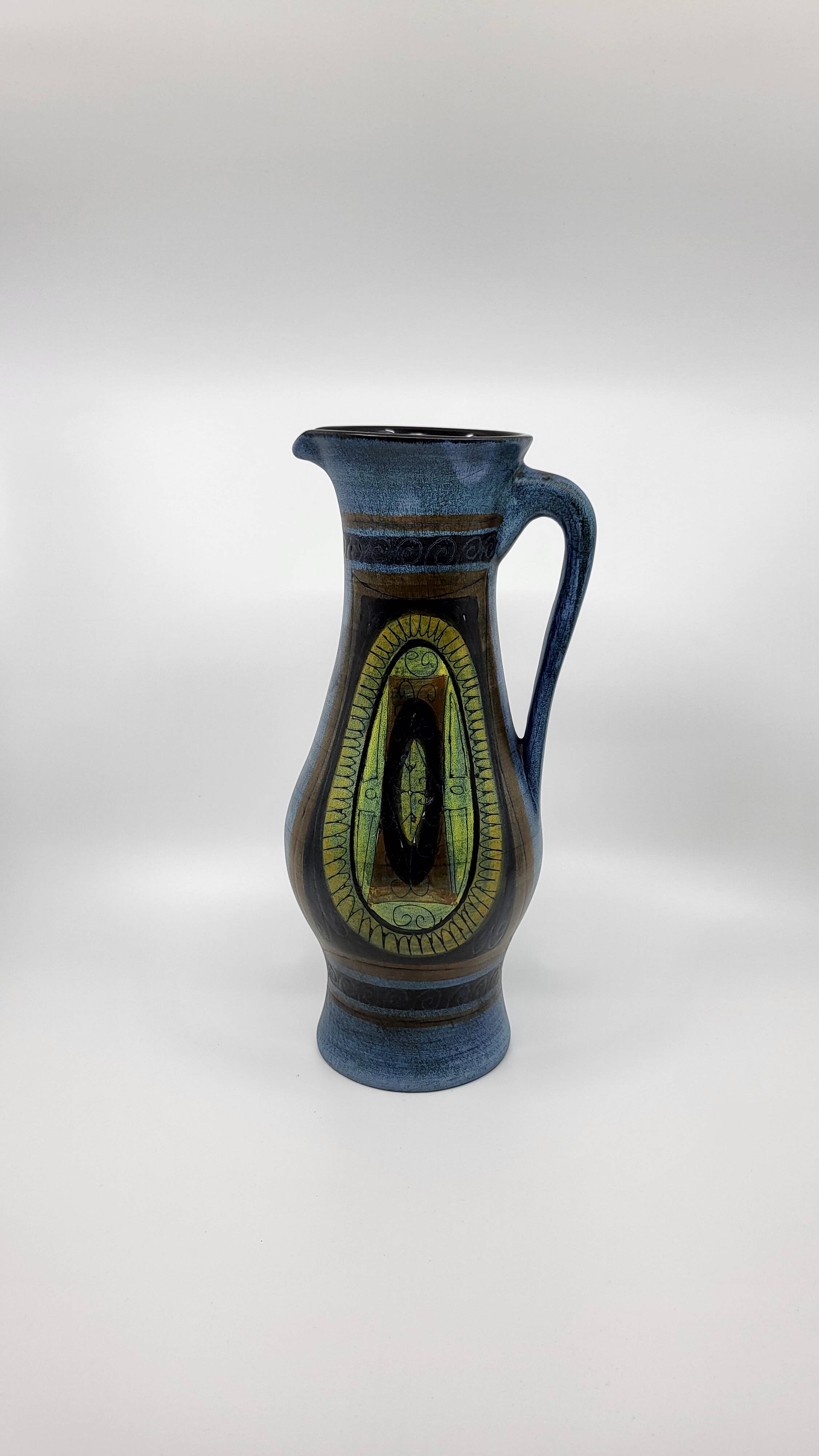 Jean de Lespinasse vase in blue ceramic, Côte d'Azur, France, 1950.