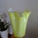 Vintage 1960s murano glass handkerchief vase, yellow and white speckled