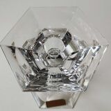 Torch candle holder in finely cut hexagonal crystal labeled Nachtmann