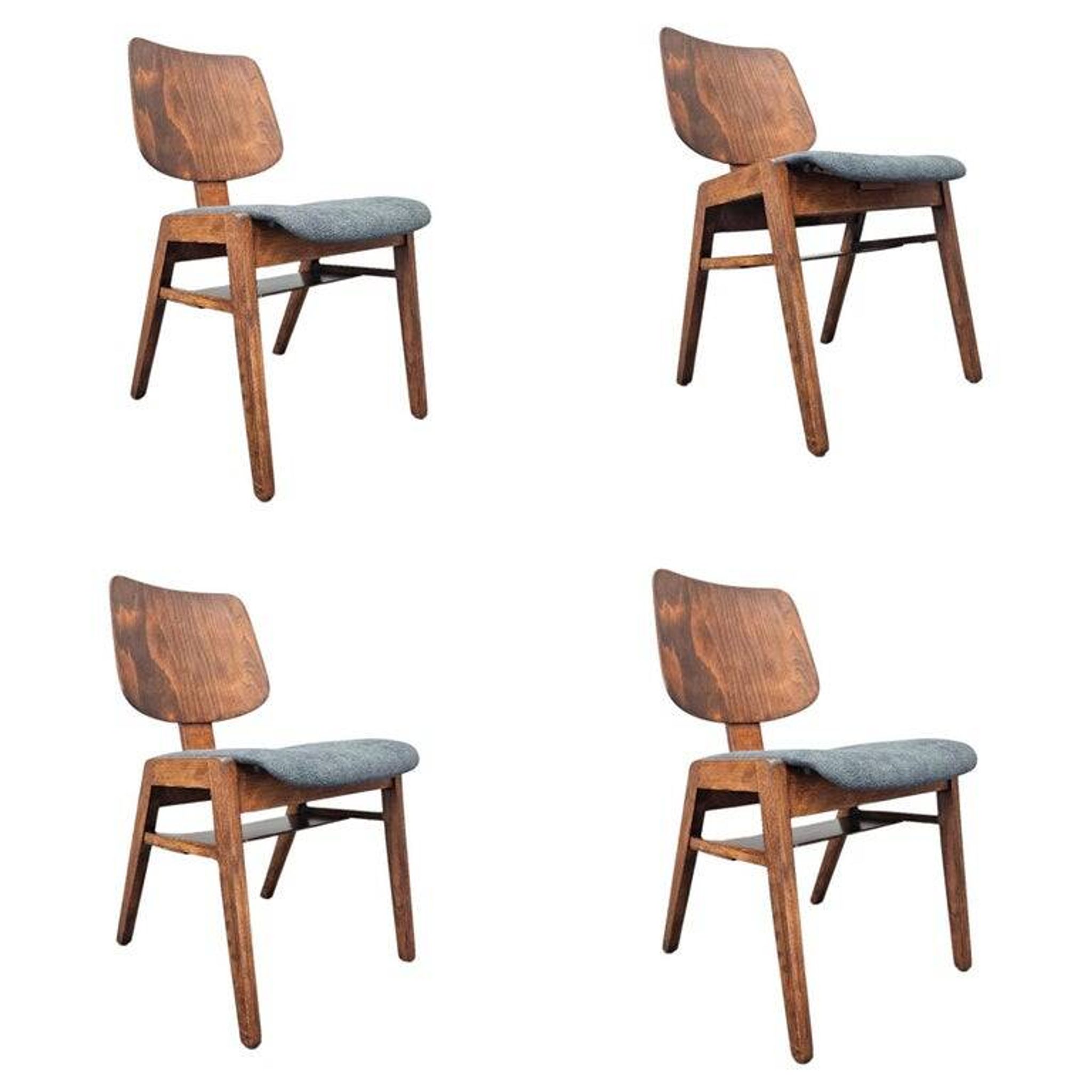 Rare mid-century dining chair in the style of Eames, up to 8 available, 1960s