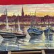 Painting Oil on canvas, Marine, Boat at anchor signature to identify