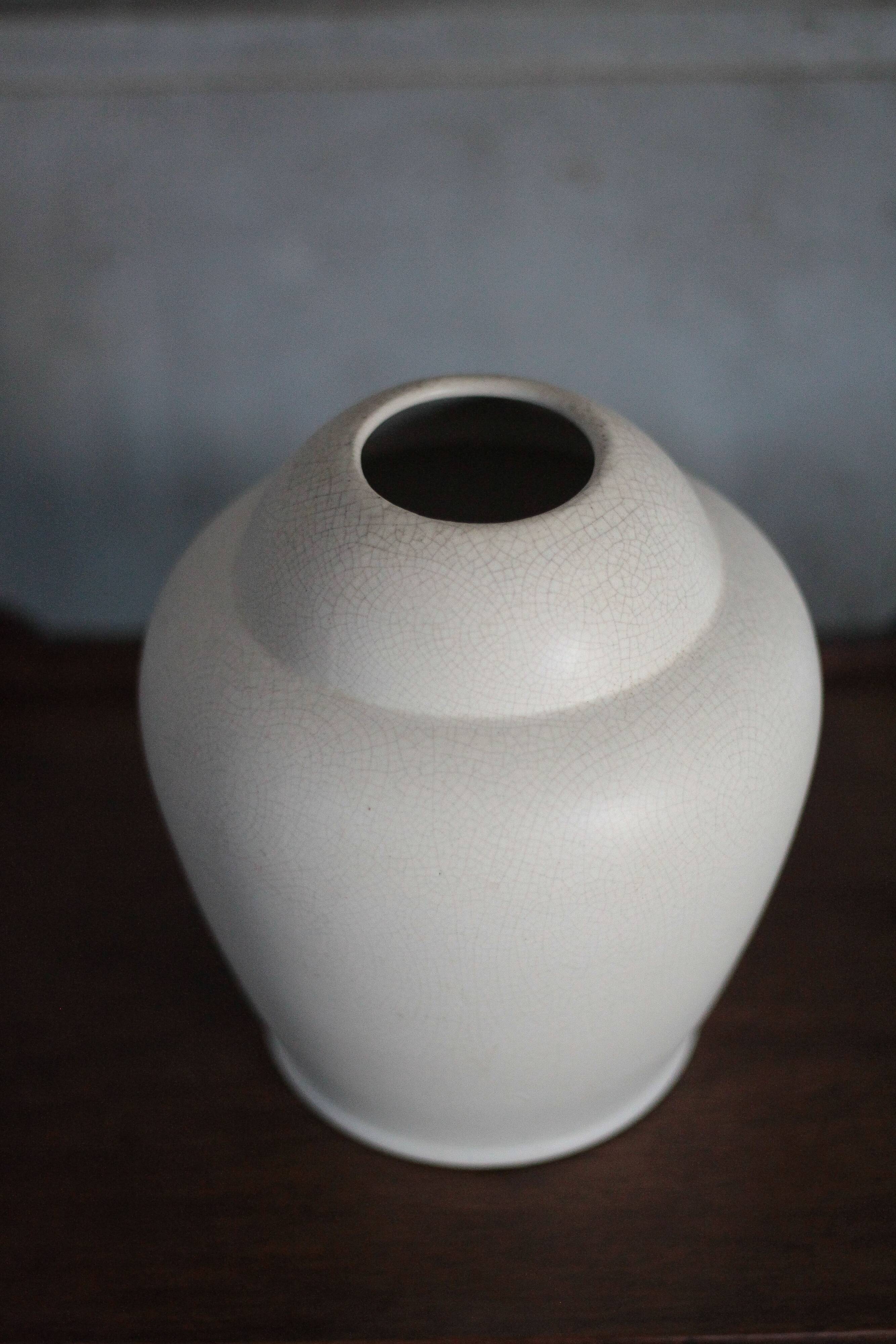 White earthenware vase by the French manufacturer Orchies.