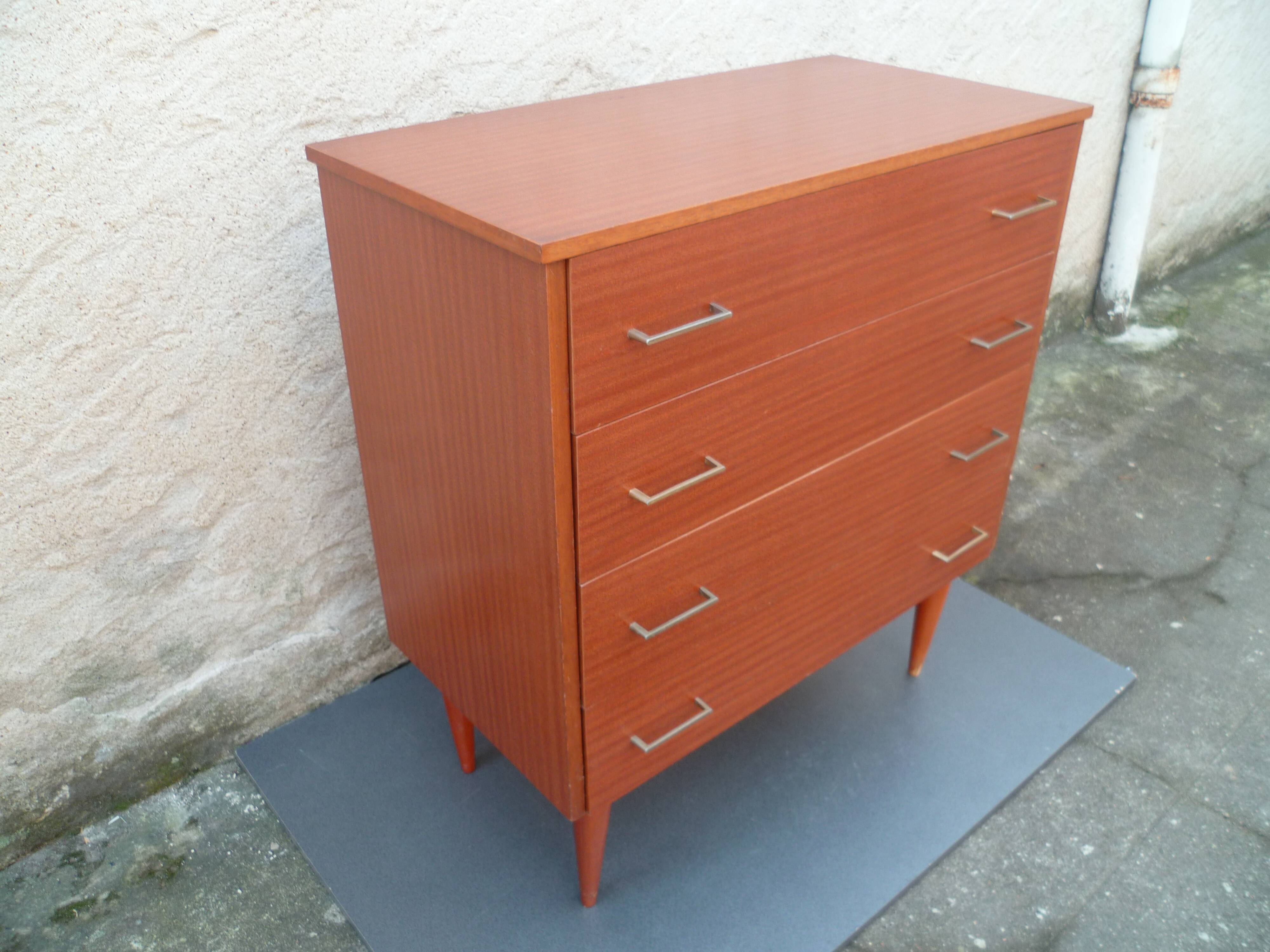 Small chest of drawers 4 drawers storage furniture Scandinavian design 70s vintage